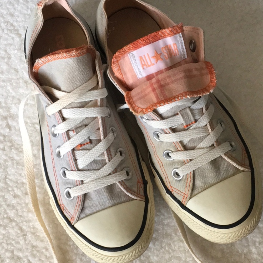 Converse Gray and Orange Canvas Shoes 8
